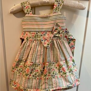 Seersucker Striped Dress with Bow